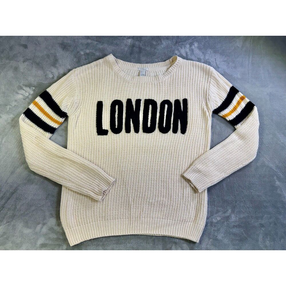 Forever 21 London Graphic Sweater Size S TAN